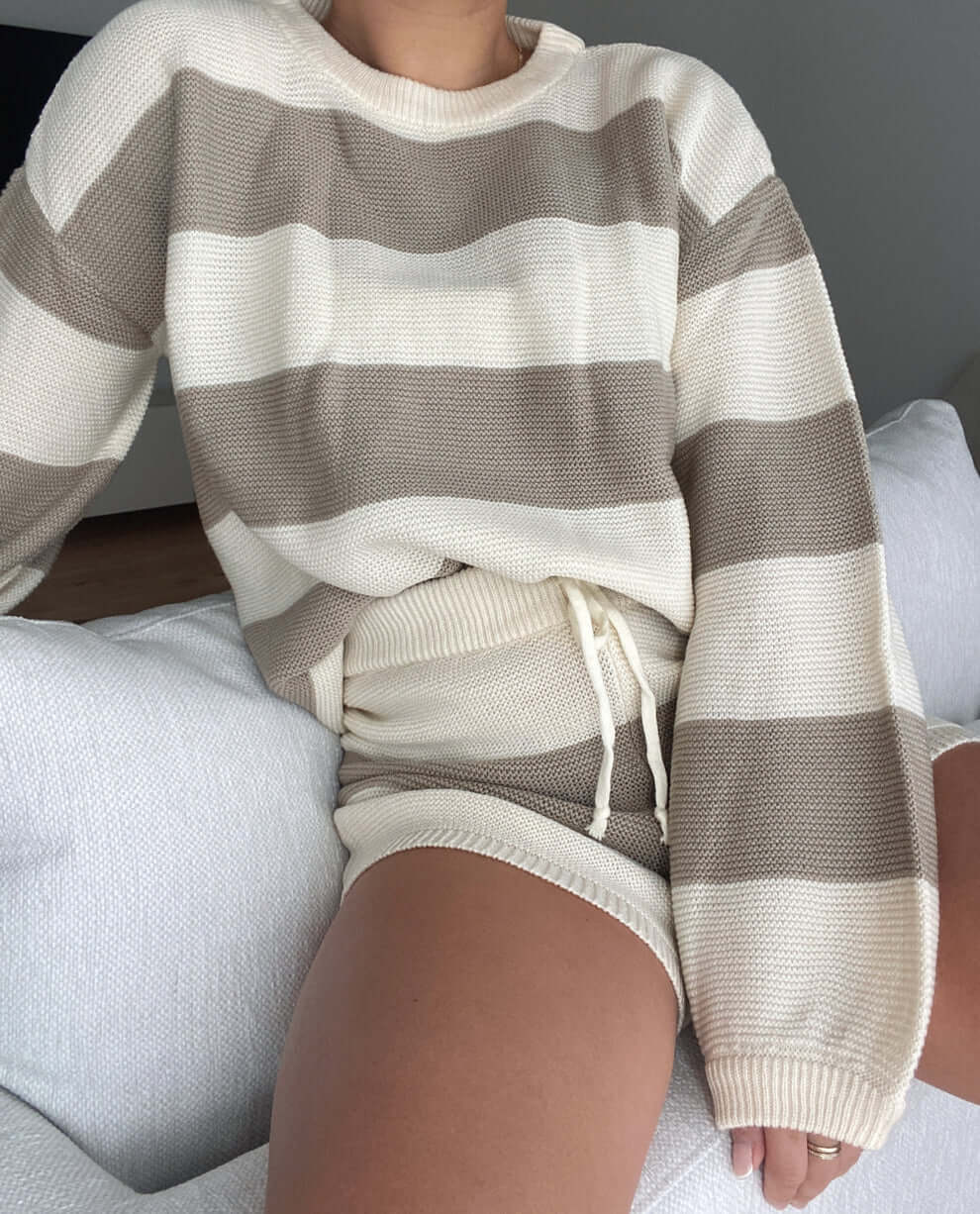 Envy knit shorts - Stripped ivory
