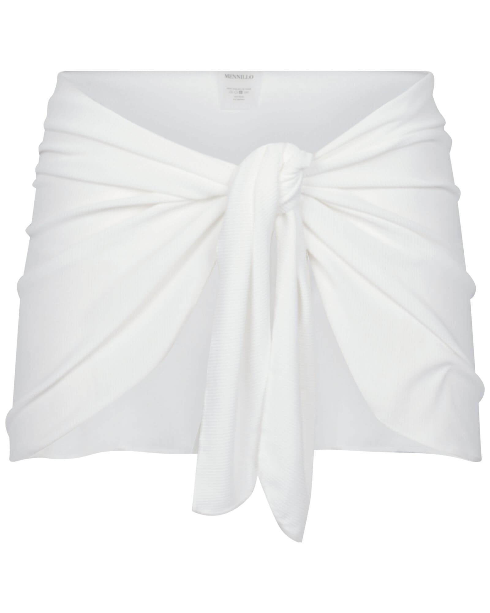 The front of the Arya sarong in white rib on a white background.