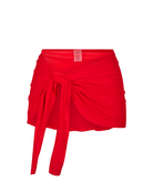 The front of the Arya Sarong in red rib on a white background.