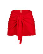 The front of the Arya sarong in red crinkle on a white background.