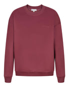 The front of the Basic crewneck in burgundy on a white background.