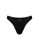 The front of the Alfred Brazilian bottom in black rib on a white background.