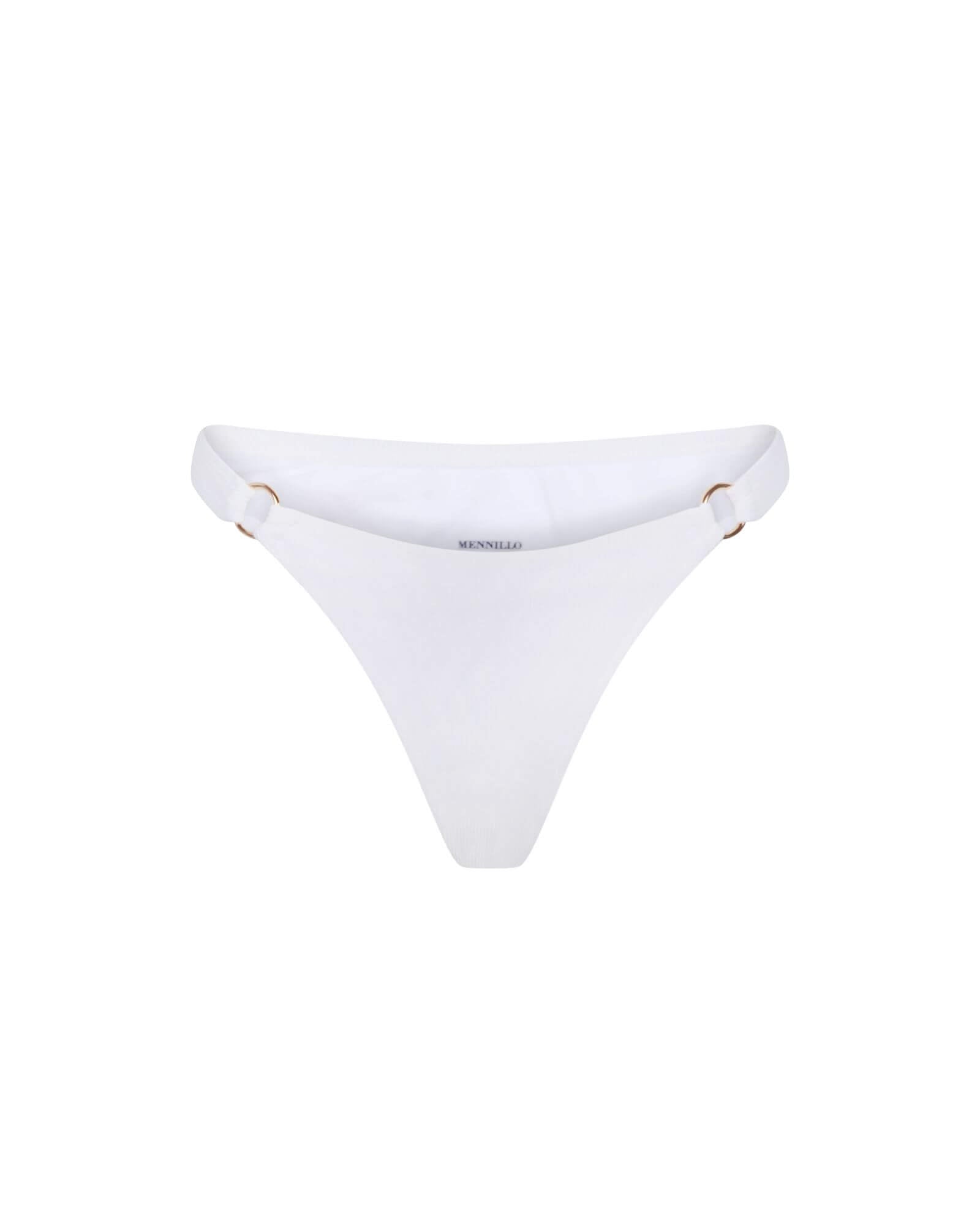 The front of the Alfred bottom in white rib on a white background.