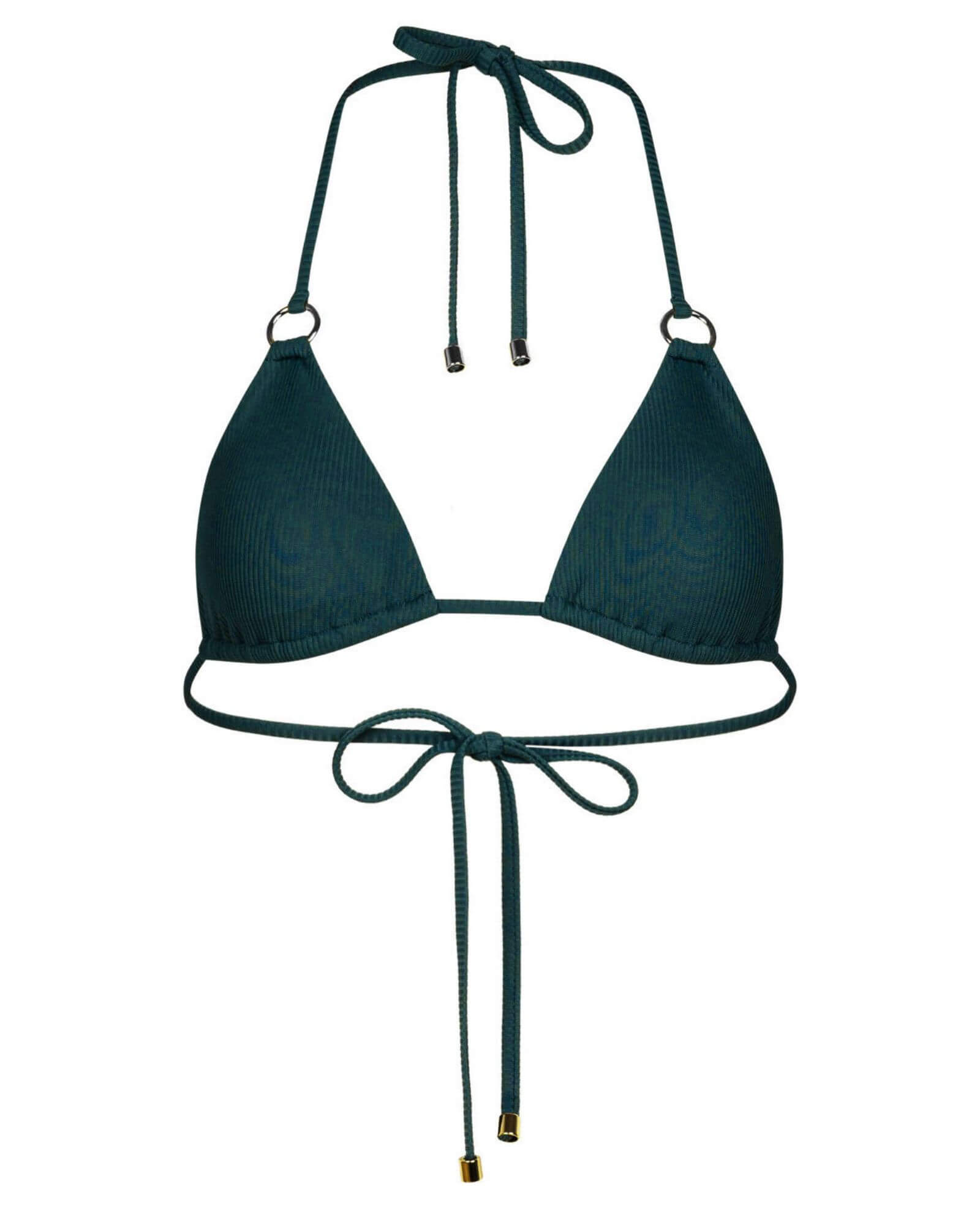 The front of the Aspen top in green rib on a white background.