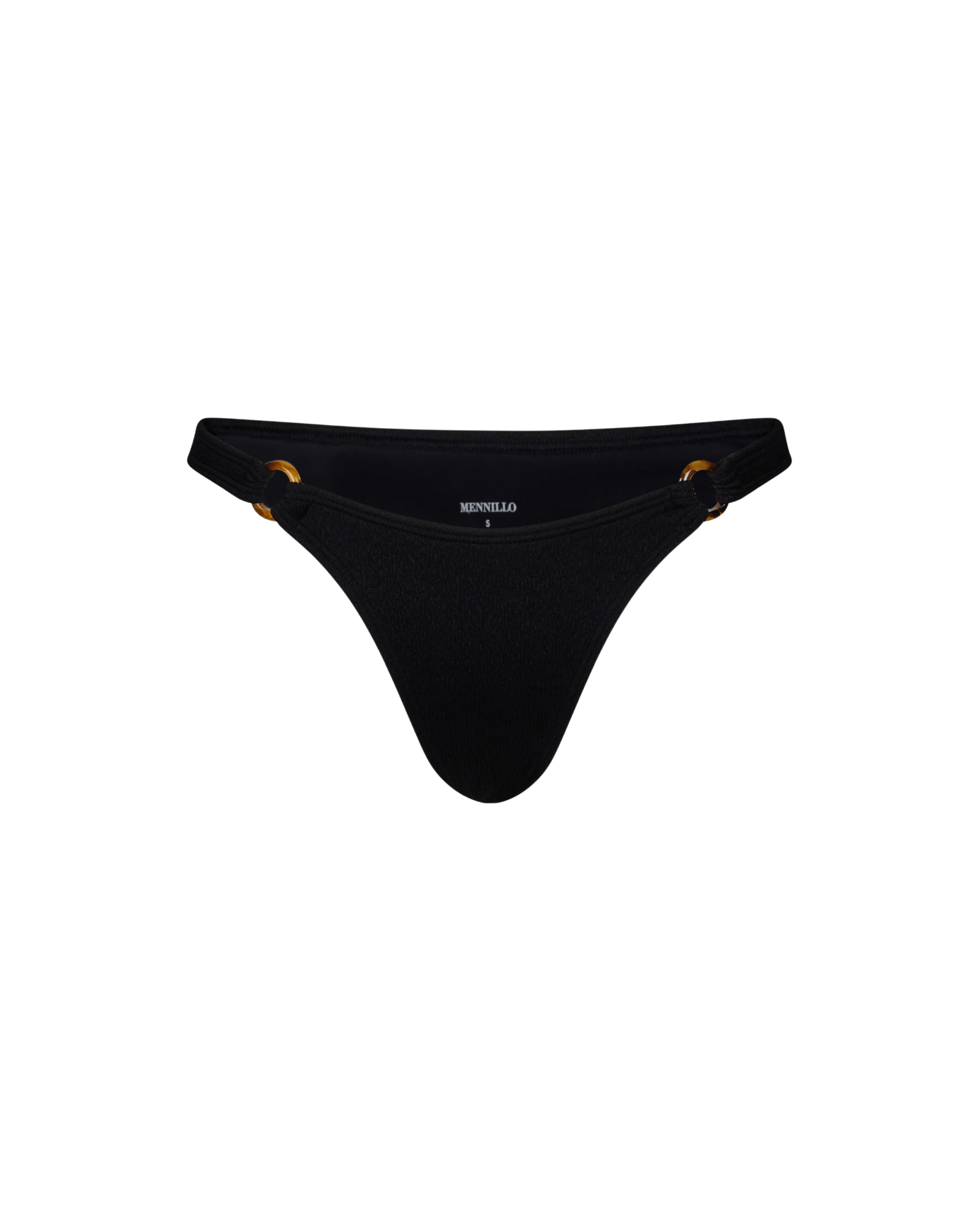 The front of the Alfred Brazilian bottom in black crinkle on a white background.