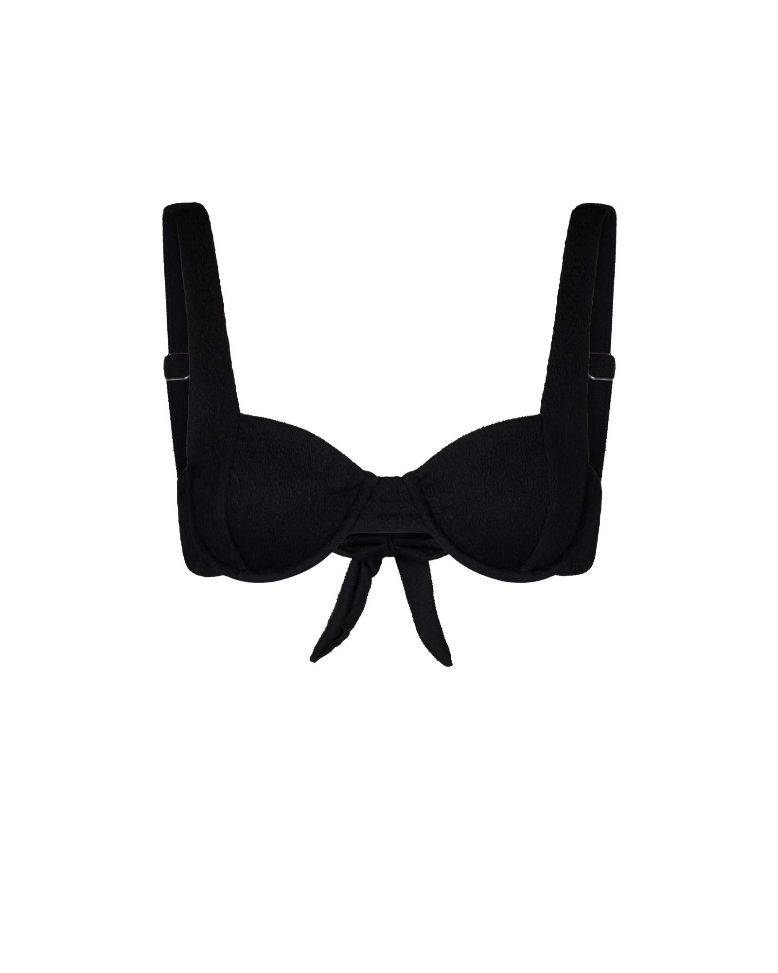 The front of the Zoe top in black crinkle on a white background.