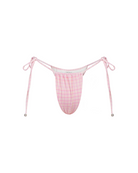 The front of the Gala Brazilian bottom in plaid pink on a white background.