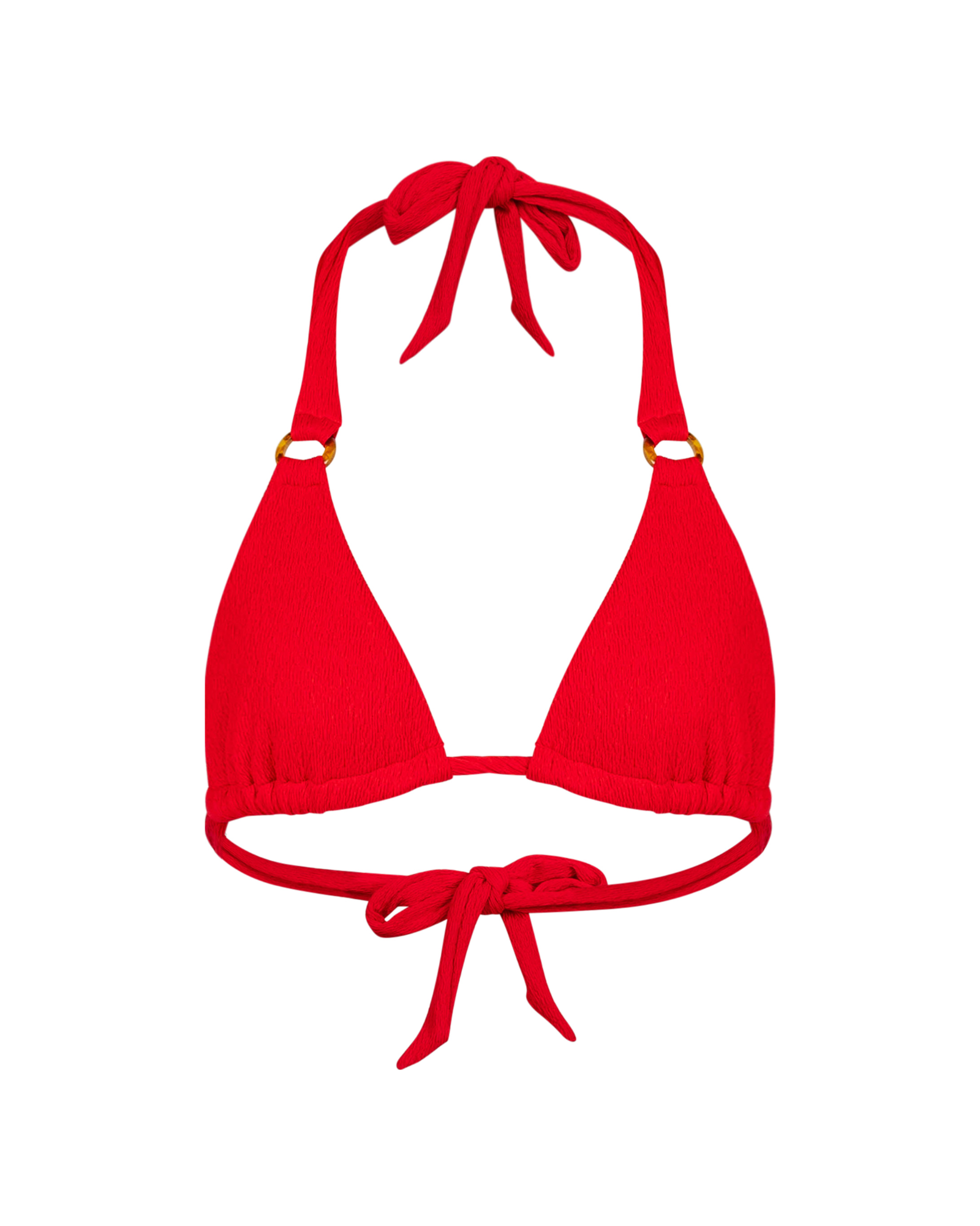 The front of the Kiana top in red crinkle on a white background.