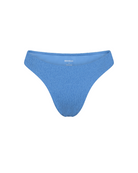 The front of the Marina Brazilian bottom in blue crinkle on a white background.