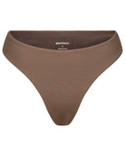 The front of the Marina Brazilian bottom in brown rib on a white background.