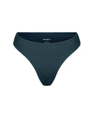 The front of the Marina Brazilian bottom in green rib on a white background.