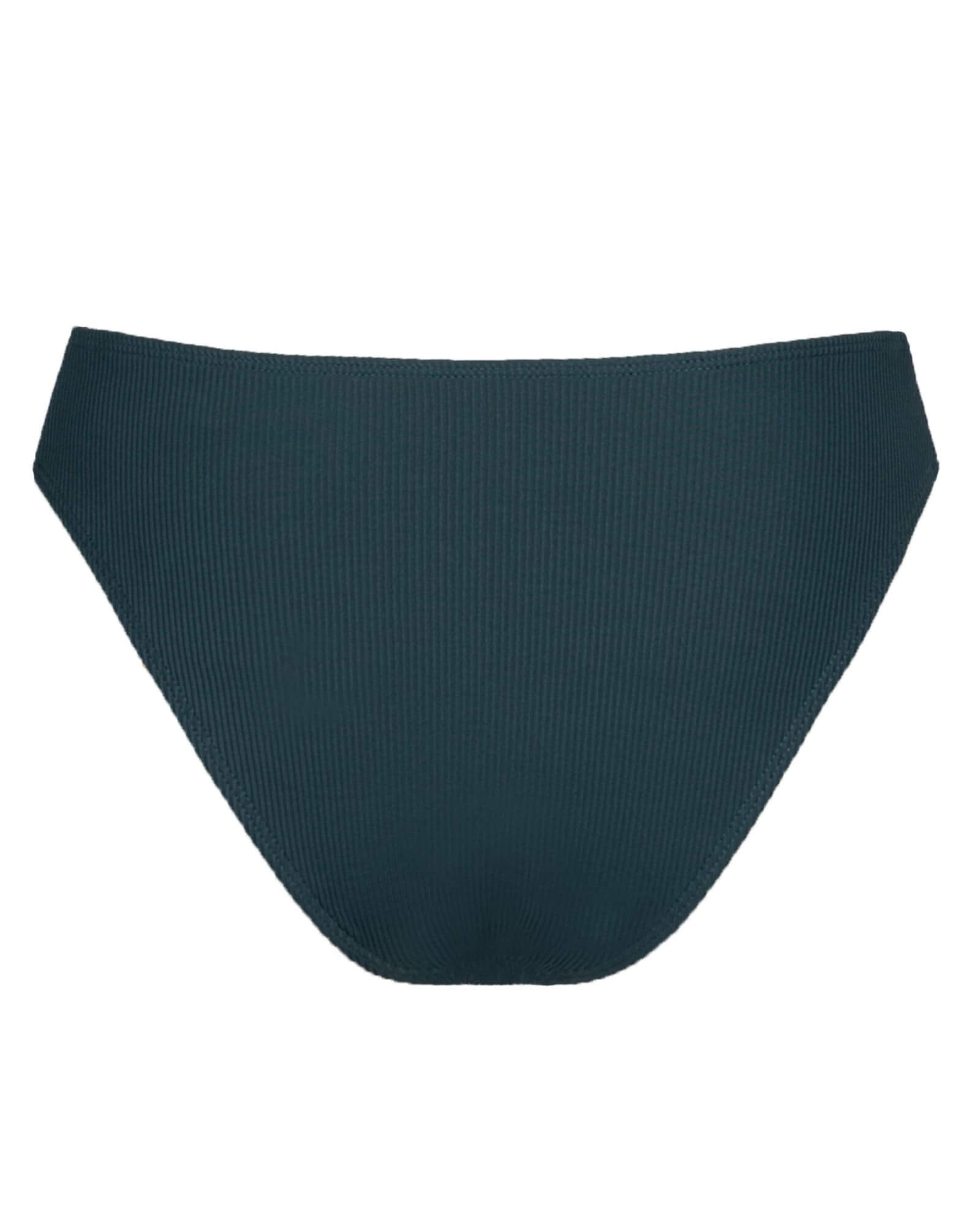 The back of the Marina Brazilian bottom in green rib on a white background.