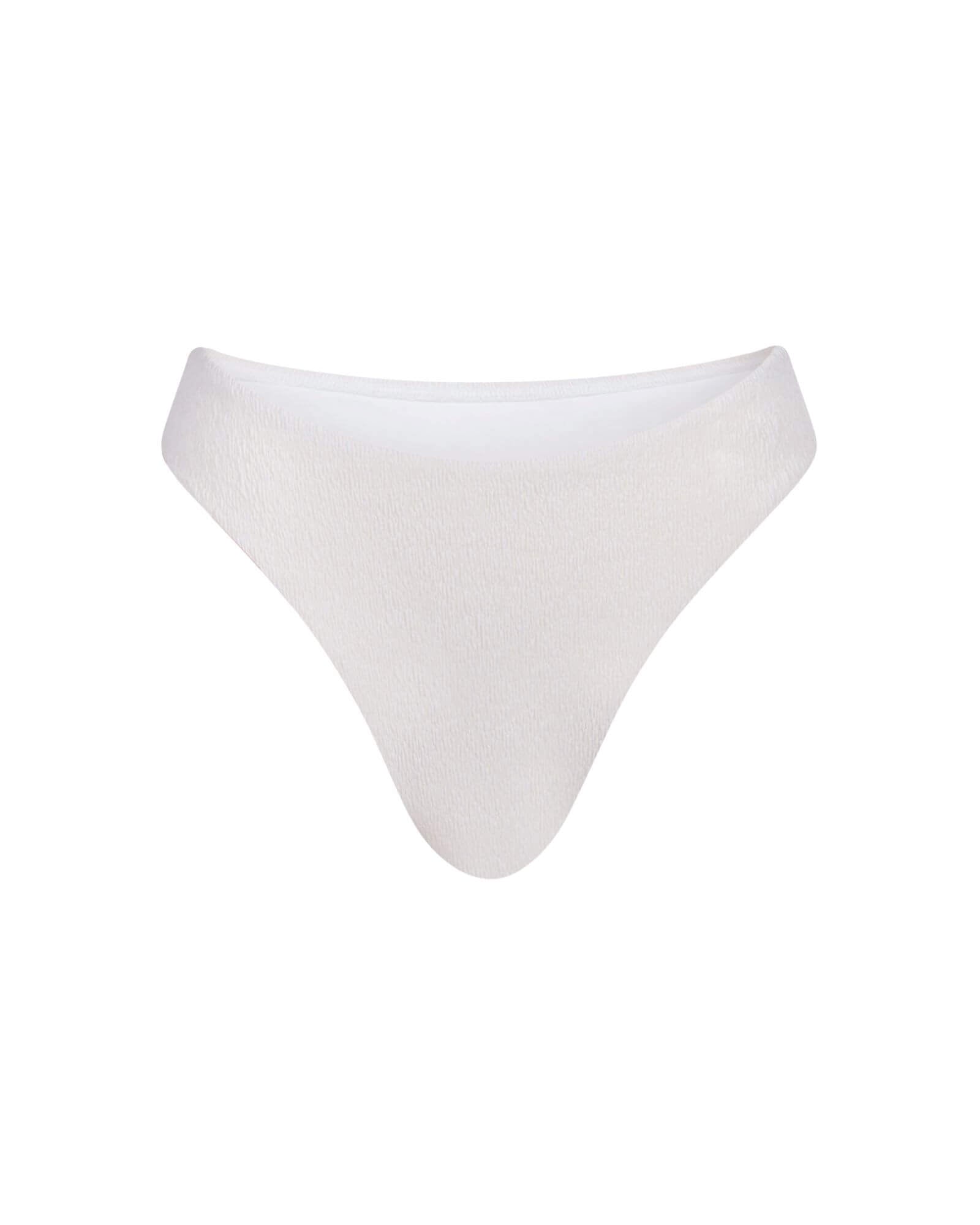 The front of the Marina Tanga bottom in cream crinkle on a white background.