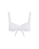 The front of the Mia top in white rib on a white background.