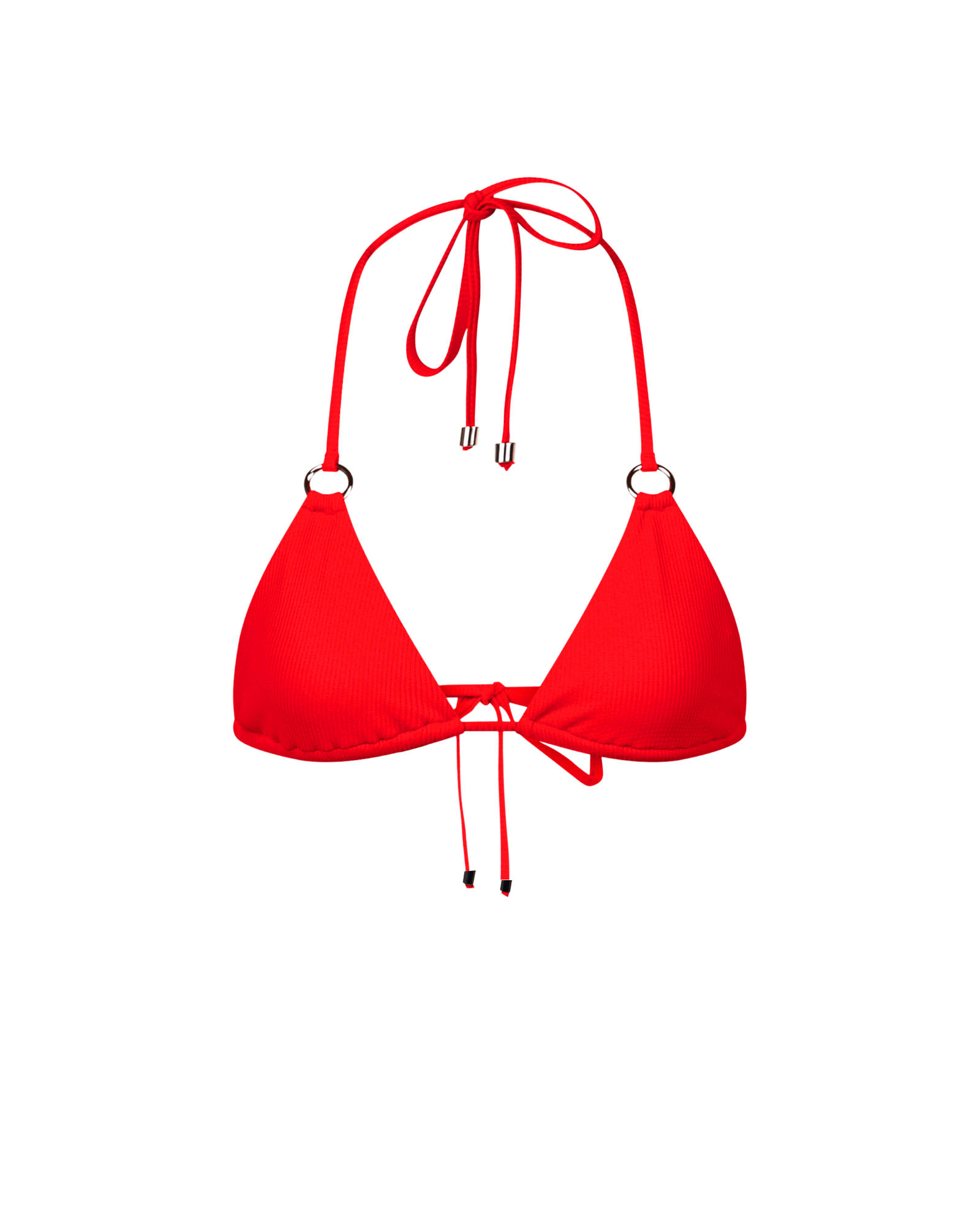 The front of the Aspen top in red rib on a white background.