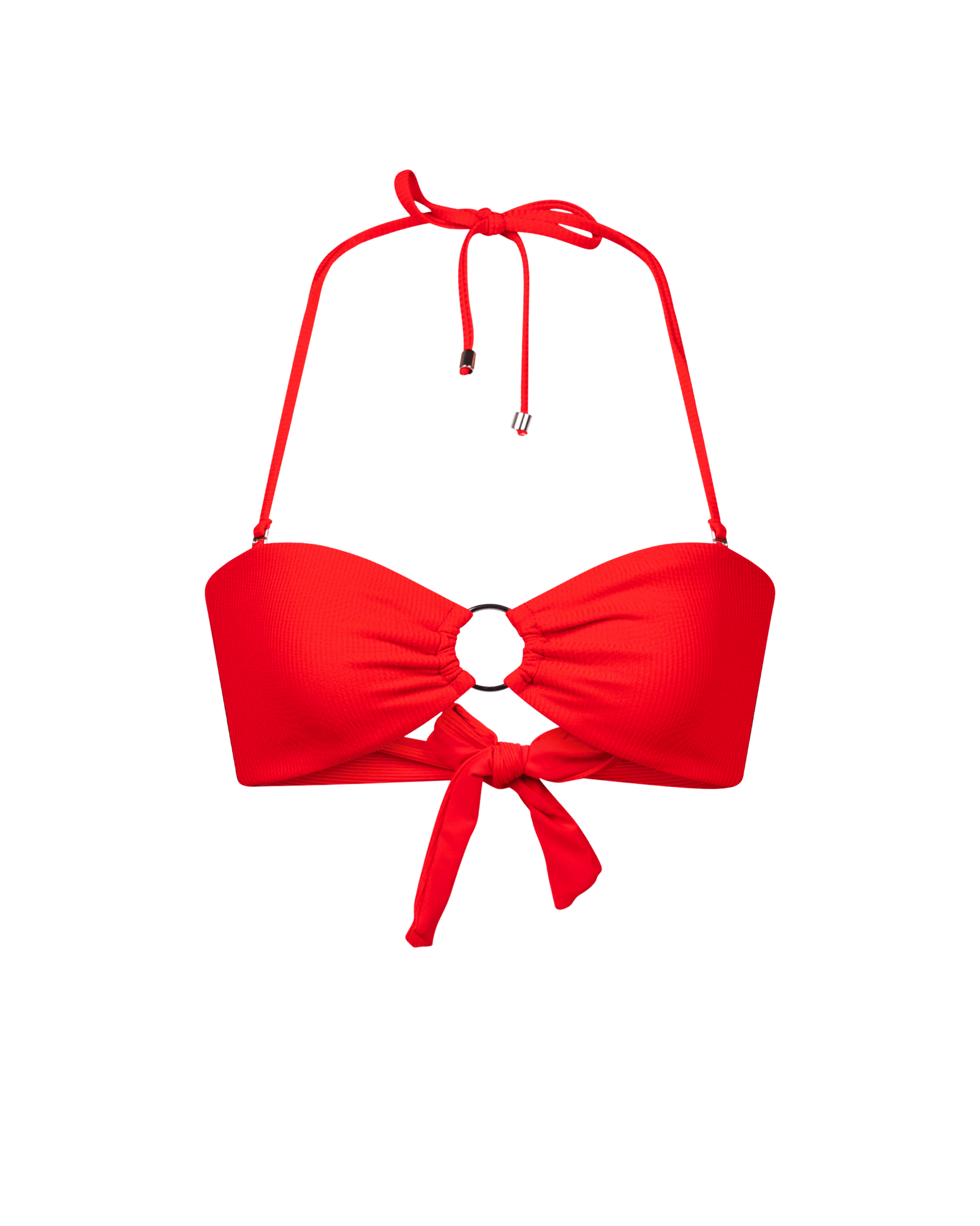 The front of the Hailey top in red rib on a white background.