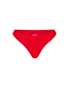 The front of the Kelly Brazilian bottom in red rib on a white background.