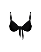 The front of the Tamara top in black rib on a white background.