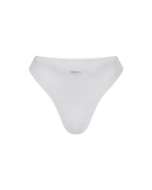 The front of the Marina Tanga bottom in white embroidery on a white background.