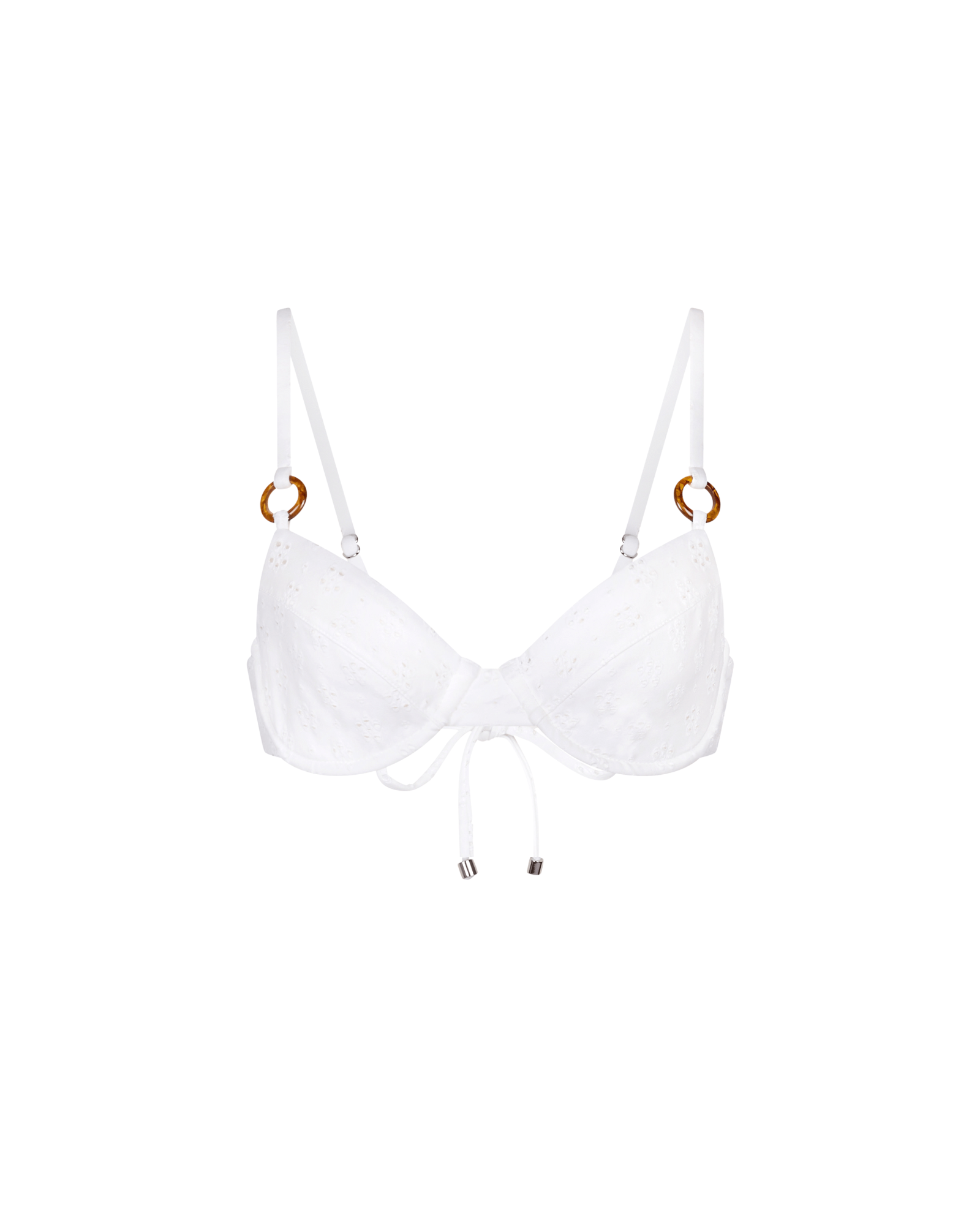 The front of the Zena top in white embroidery on a white background.